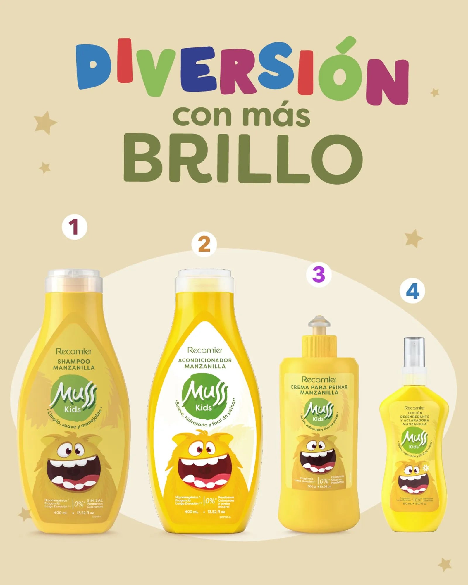 Locion Desenredante Y Aclaradora Manzanilla Kids X150Ml Recamier Muss