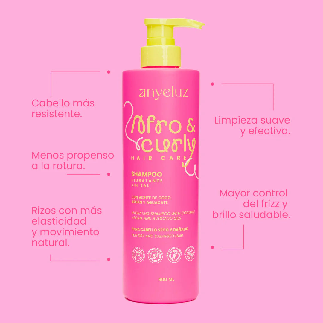 Shampoo Hidratante Afro & Curly Anyeluz 600 ml