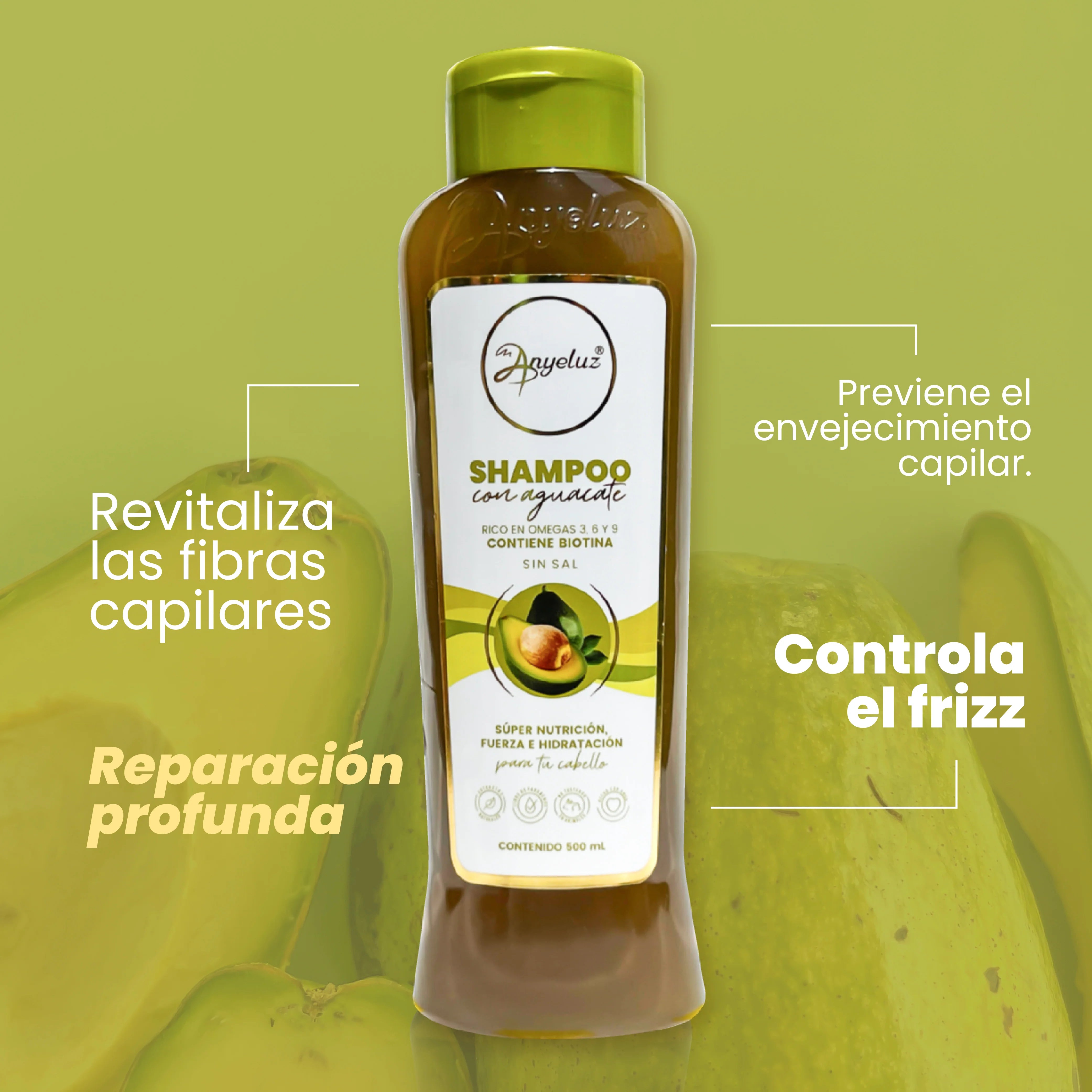 Shampoo Hidratante de Aguacate Anyeluz 500 ml