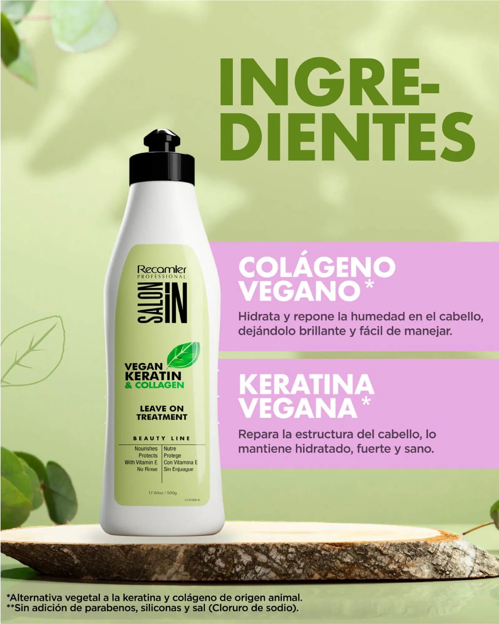 Vegan Keratin Collagen Leave On Tratamiento X 500Ml Recamier